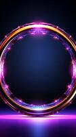 Radiant ring Neon light illuminates, giving shape to a captivating frame Vertical Mobile Wallpaper AI Generated photo