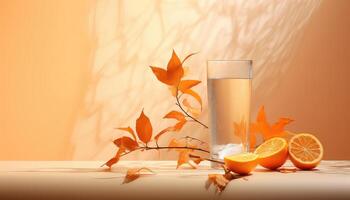 Caras Ionut Styled Vietnamese Liquid in Light Orange with Icepunk Leaves  AI generated photo