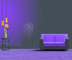 3d living room interior design with sofa,table and television or 3d interior illustration photo