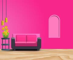 3d living room interior design with sofa,table and television or 3d interior illustration photo