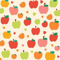 Pastel Apple Seamless Pattern.A sweet and whimsical seamless pattern of pastel apples on a yellow background. vector