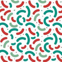 Red and Green Memphis Squiggle Christmas Seamless Pattern.A fun and festive seamless pattern with red and green Memphis squiggles on a white background. vector