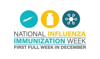 National Influenza Vaccination week from December 1st to 7th.. Flat design. flyer design. Background, banner, card, poster, template. Vector illustration