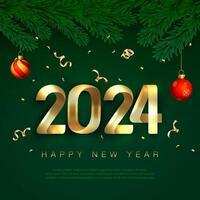 happy new year 2024 Golden numbers,greeting card vector