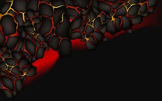 Stylized abstract background of volcano magma glow texture in cracking holes.Destroyed earth surface and flowing lava. vector