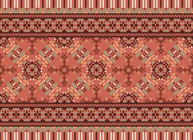 Cross Stitch. Pixel Pattern. Ethnic Patterns. Abstract art. Design for carpet, wallpaper, clothing, textile, pillow, curtain, bedsheet, table runners. Mehndi. Rushnyk. Earth tone. Vintage. Vector. vector