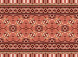 cruzar puntada. píxel modelo. étnico patrones. resumen Arte. diseño para alfombra, fondo de pantalla, ropa, textil, almohada, cortina, sábana, mesa corredores mehndi. rushnyk. tierra tono. antiguo. vector. vector