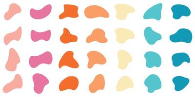 Collection of organic blob shapes. Form organic amoeba clumps. Collection of irregular round stain shape graphic elements. Collection of abstract liquid elements vector