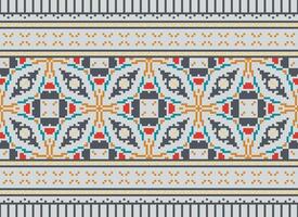 Cross Stitch. Pixel. Geometric ethnic oriental seamless pattern traditional background. Aztec-style abstract vector illustration. Design for textile, curtain, carpet, wallpaper, clothing, wrapping