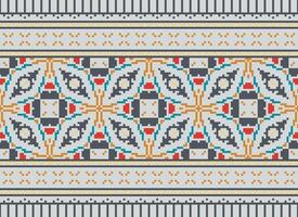 Cross Stitch. Pixel. Geometric ethnic oriental seamless pattern traditional background. Aztec-style abstract vector illustration. Design for textile, curtain, carpet, wallpaper, clothing, wrapping