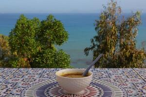 Bisara dish with sea view at Haffa Cafe photo