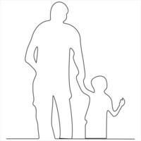 Continuous single line art drawing of son and his father concept father's day outline  vector illustration