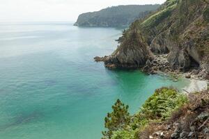 Ocean view. Nature background with nobody. Morgat, Crozon peninsula, Brittany, France photo