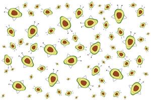 cute pattern of avocados on white background vector