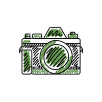 AI generated simple camera logo drawn with black line png