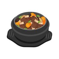 Vector illustration logo Korean Food Galbi jjim Braised Short Ribs on a Ttukbaegi