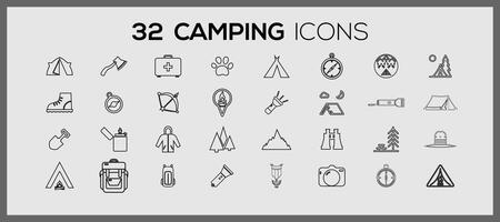 cámping íconos colocar. ilustración dibujo estilo de cámping íconos coleccion.camping íconos recopilación. vector