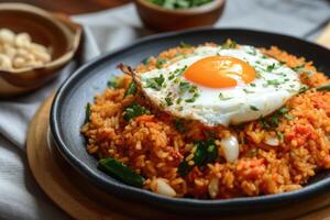 ai generado picante frito arroz con frito huevo, generativo ai foto