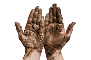 ai genererad smutsig händer täckt i jord png