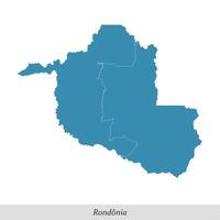mapa de rondonia es un estado de Brasil con mesorregiones vector