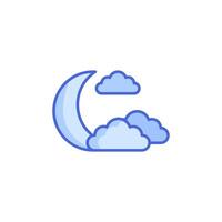 moon and cloud vector icon.cressentmoon sky night icon in trendy style isolated on white background. Website pictogram. Internet symbol for your web site design, logo, app, UI.