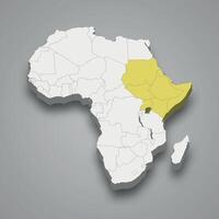 intergubernamental autoridad en desarrollo ubicación dentro África 3d isométrica mapa vector