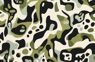 Ejército camuflaje impresión tela, en el estilo de biomórfico abstracción, borde duro color campo, naturalista animal pinturas, oscuro blanco y ligero verde, bajo resolución, grande escala abstracción vector