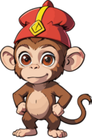AI generated Cute Monkey wear Hat Costume Sticker png
