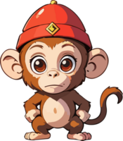 AI generated Cute Monkey wear Hat Costume Mascot png