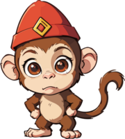 ai gerado fofa macaco vestem chapéu traje ilustração png