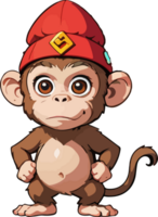 AI generated Cute Monkey wear Hat Costume Character png