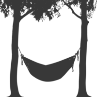 AI generated Silhouette hammock install in two tree black coloronly png