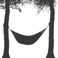 AI generated Silhouette hammock install in two tree black coloronly png