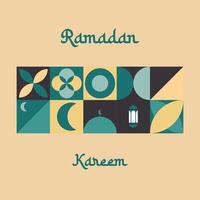 printislamico Ramadán kareem fiesta bandera diseño con minimalista íconos de mezquita vector