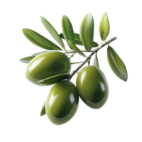 AI generated Olives with olive leaves isolated, healthy and organic food, AI generated, PNG transparent