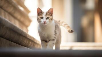 ai generado retrato gato gato es un linda gato y un divertidos, de buen humor.ellos Mira linda y son bueno mascotas, fácil a aumento como mascotas.it es un juguetón, cariñoso mascota y es un favorito de el cuidadores foto