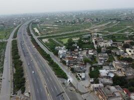 Aerial view of DHA Phase-6, main square, a small town on 2023-07-18 in Lahore Pakistan. photo