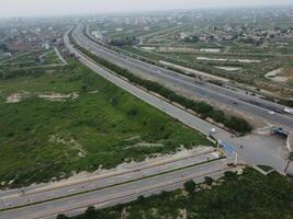 Aerial view of DHA Phase-6, main square, a small town on 2023-07-18 in Lahore Pakistan. photo