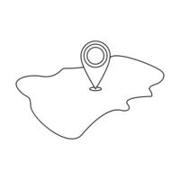 Continuous one line drawing of map point.GPS,Web concept.Map point isolated on a white background. Vector illustration.