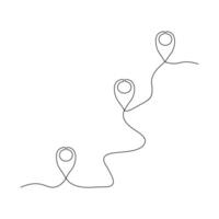 Continuous one line drawing of map point.GPS,Web concept.Map point isolated on a white background. Vector illustration.