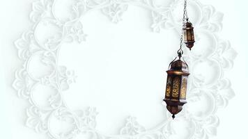 Ramadan lantern with animated white background loop video