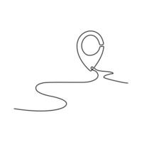 Continuous one line drawing of map point.GPS,Web concept.Map point isolated on a white background. Vector illustration.