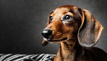 AI generated Close up shot of a brown dachshund dog photo