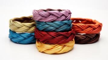 AI generated Yarn-wrapped bracelets, a trendy accessory. Generative AI photo