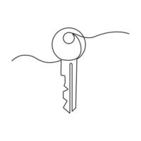 One-line key continuous vector drawing and outline single-style art illustration