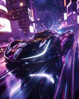 AI generated Neo-Futurism design for an electric vehicle ad, sleek and dynamic photo