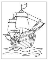 Pirate Ship Coloring Pages, Ship Vector, black and white ship illustration vector