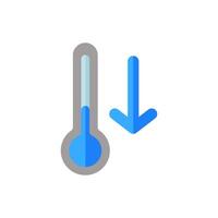 vector icon temperature down,Low thermometer temperature , on white background. icon isolated on white background, suitable for websites, blogs, logos, graphic design, social media, UI, mobile apps.