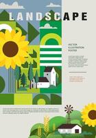 Nature, landscape and garden, contemporary artistic poster. vector