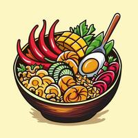 seblak spicy hot food vector hand drawn illustration